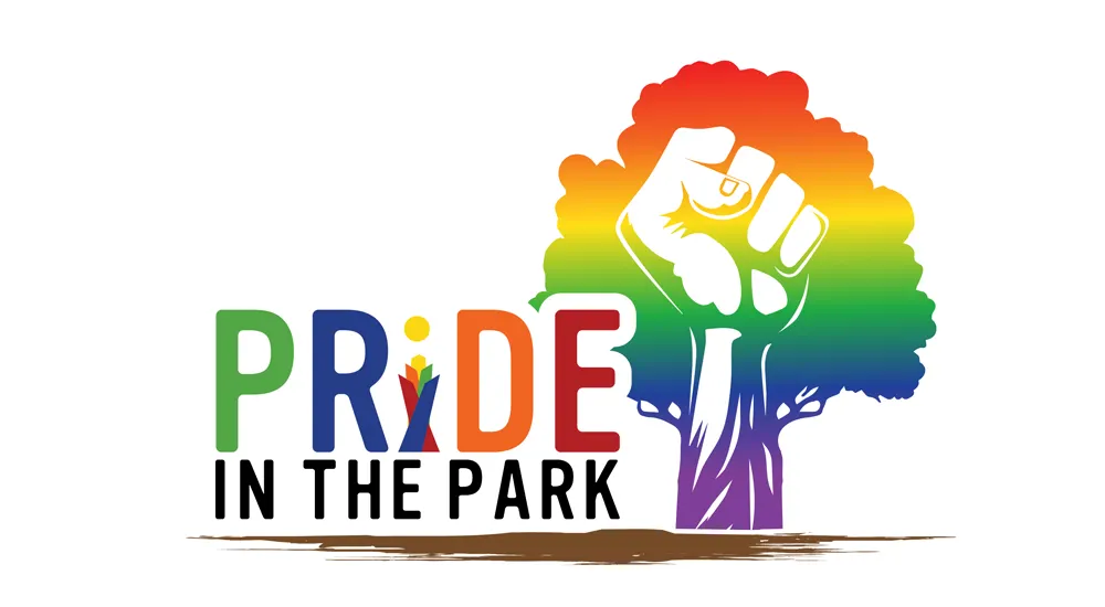 Pride in the Park logo in rainbow colors.